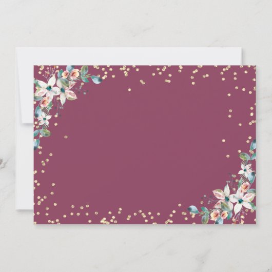 Invitation Or Diamants Bourgogne Fleurs RSVP (Dos)