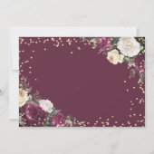 Invitation Or Diamants Bourgogne Floral RSVP (Dos)