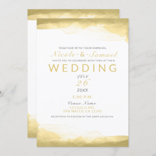 Invitation Or Dijon Mustard Aquarelle Moderne Mariage chic