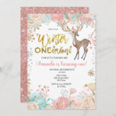 Invitation Or d'invitation d'anniversaire de neige (Devant / Derrière)