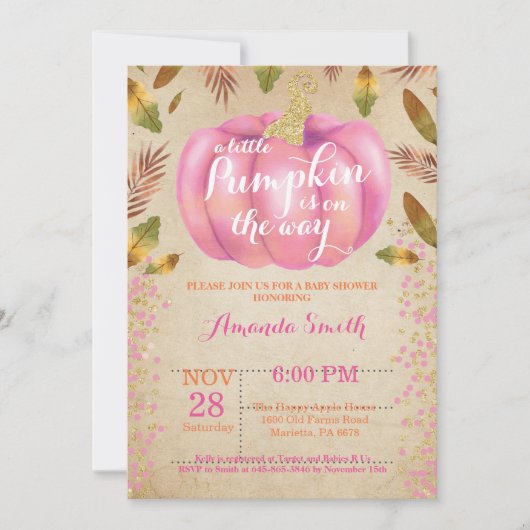 Invitation Or d'invitation de baby shower d'automne de (Devant)
