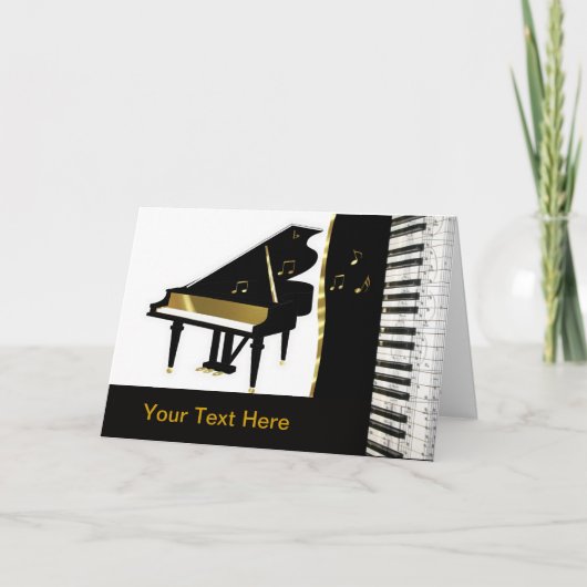 Invitation Or d'invitation de piano et clavier noir (Devant)