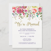 Invitation Or dor floral | Nous sommes mariés (Devant)