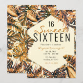 Invitation Or Doré Élégant Feuilles de Palmier Tropical Cadea (Devant / Derrière)