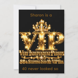 Invitation Or Doré Glamour 80e Anniversaire Ère VIP Paillette