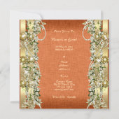 Invitation Or doré mariage anniversaire fiançailles (Dos)