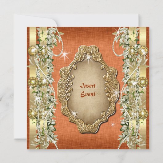 Invitation Or doré mariage anniversaire fiançailles (Devant)