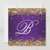 Invitation Or Doré Pailleté Royal Violet Douze Ans (Dos)