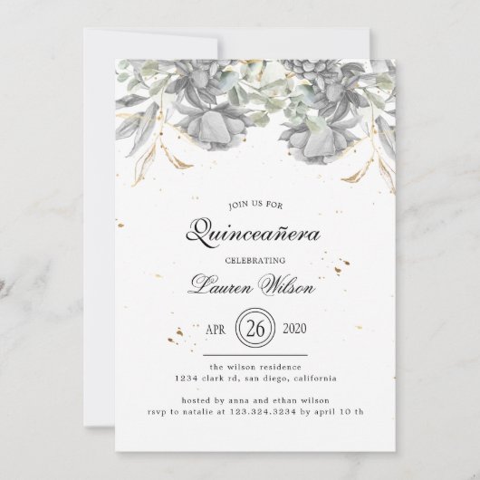 Invitation or dramatique Quinceanera (Devant)