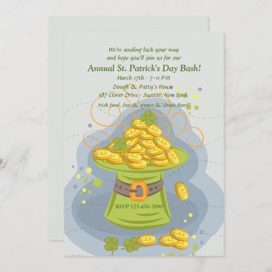 Invitation Or du jour de St Patrick (Devant / Derrière)