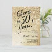 Invitation Or élégant 50e anniversaire (Debout devant)