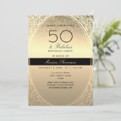 Invitation Or élégant 50e anniversaire (Debout devant)