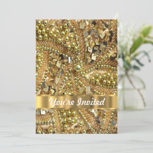 Invitation Or élégant bling (Debout devant)