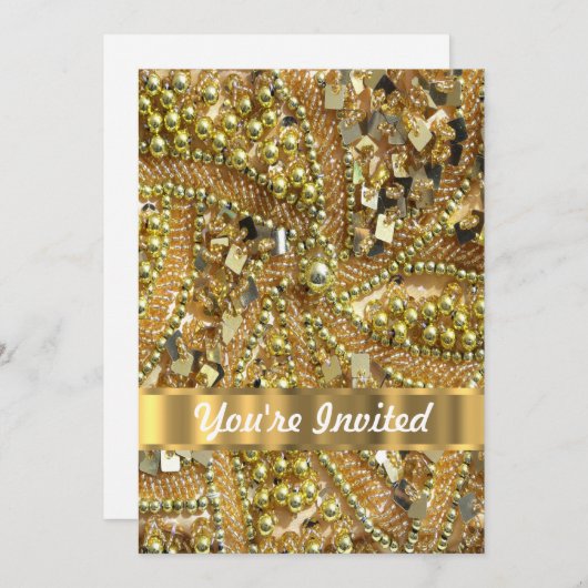 Invitation Or élégant bling (Devant / Derrière)