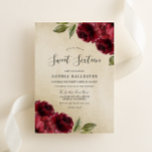 Invitation Or Elégant Bourgogne Rouge Fleurs Douce 16<br><div class="desc">Gold Elegant Bourgogne Rouge Fleurs Sweet 16 Invitation Voir la collection correspondante en Niche et Nest Store</div>