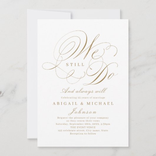 Invitation Or élégant calligraphie classique NOUS TOUJOURS FA (Devant)