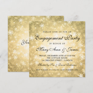 Invitation Or élégant de partie de fiançailles du pays des