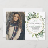 Invitation Or élégant et photo adulte d'anniversaire (Devant)