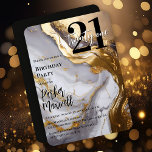 Invitation Or élégant | Marbre blanc Moderne 21 Anniversaire<br><div class="desc">Design élégant et moderne "21" et élégant texte de script "vingt et un" anniversaire design avec le numéro "21" superposé avec l'âge dans l'écriture sur un arrière - plan faux or,  blanc et gris marbré. Parfait pour célébrer vos amis et votre famille les plus sophistiqués.</div>
