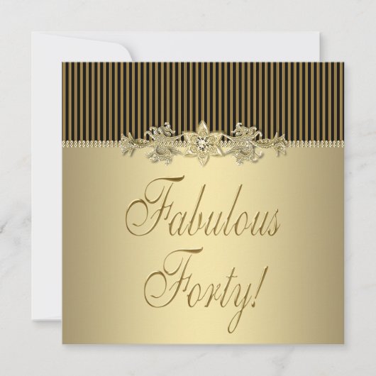Invitation Or Élégant pour les 40 ans d'une Femme (Devant)