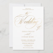 Invitation Or élégant Qr tout en un mariage de calligraphie (Devant)