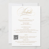 Invitation Or élégant Qr tout en un mariage de calligraphie (Dos)