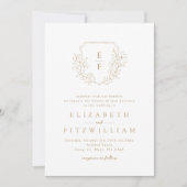 Invitation Or Elegant Simple Cerise Blossom Monogram Crest (Devant)
