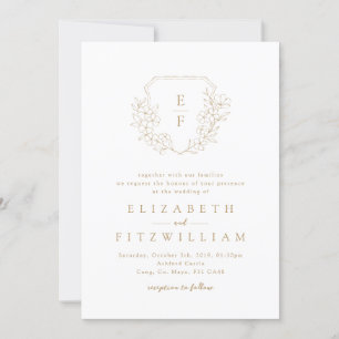 Invitation Or Elegant Simple Cerise Blossom Monogram Crest