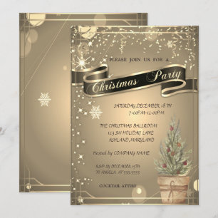 Invitation Or Élégant, Société du Pin de Noël