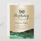 Invitation Or Emerald Green Agate Marbre 90e anniversaire (Devant)