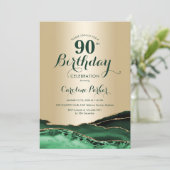 Invitation Or Emerald Green Agate Marbre 90e anniversaire (Debout devant)