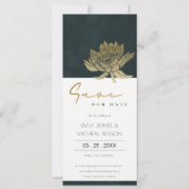 INVITATION OR EMERALD VERT LOTUS FLORAL SAVE DATE INVI (Devant)
