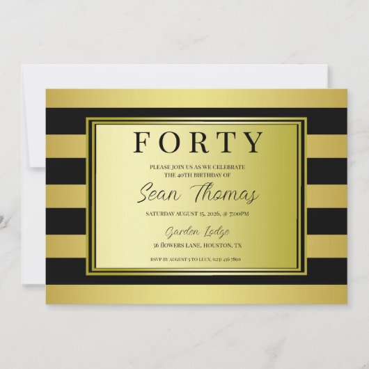 Invitation Or encadré 40e anniversaire (Devant)