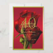 Invitation Or encadré romantique Rose rouge Anniversaire (Devant)