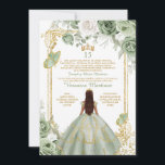 Invitation Or espagnol 15 Años Sage Green Princesse Anniversa<br><div class="desc">ÉDITABLE or espagnol 15 Años Sage Green Princess Invitation Anniversaire Elégant ivoire & Sage Green Floral Butterfly Quinceanera Anniversaire Invitation Mis Quince 15 Anos,  16e Anniversaire</div>