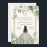 Invitation Or espagnol 15 Años Sage Green Princesse Anniversa<br><div class="desc">ÉDITABLE or espagnol 15 Años Sage Green Princess Invitation Anniversaire Elégant ivoire & Sage Green Floral Butterfly Quinceanera Anniversaire Invitation Mis Quince 15 Anos,  16e Anniversaire</div>