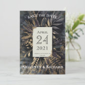 Invitation Or et ardoise gris Enregistrer notre date (Debout devant)