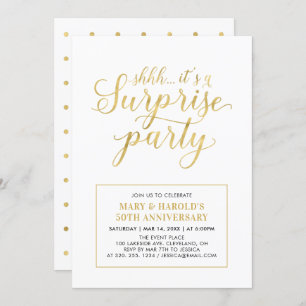 Invitation Or et blanc   50e anniversaire du Mariage surprise