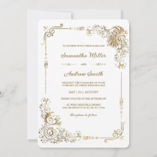 Invitation Or et Blanc Éditable de Mariage