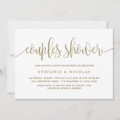Invitation Or et blanc Jolie Calligraphie Couples Douche (Devant)