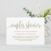 Invitation Or et blanc Jolie Calligraphie Couples Douche (Debout devant)