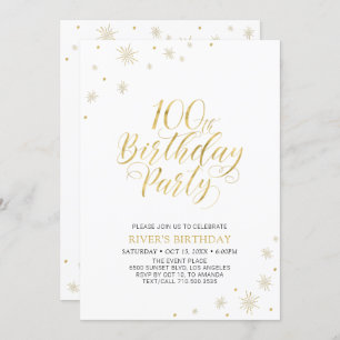 Invitation Or et blanc   Modern Chic 100th Birthday Party