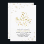 Invitation Or et blanc | Modern Chic 70th Birthday Party<br><div class="desc">Fêtons votre journée spéciale avec cette élégante invitation à la fête du 70e anniversaire d'or. Ce design présente une typographie or chic sur le devant et or brillant graphiques avec une photo à l'arrière. Remplacez l'exemple de photo par le vôtre ou supprimez si vous ne le voulez pas. La couleur...</div>