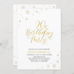 Invitation Or et blanc | Modern Chic 90th Birthday Party<br><div class="desc">Fêtons votre journée spéciale avec cette élégante invitation à la fête du 90e anniversaire d'or. Ce design présente une typographie or chic sur le devant et or brillant graphiques avec une photo à l'arrière. Remplacez l'exemple de photo par le vôtre ou supprimez si vous ne le voulez pas. La couleur...</div>