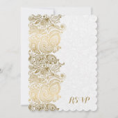 Invitation Or et blanc Paisley Lace RSVP (Dos)