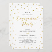 Invitation Or et blanc | Parti d'engagement Confetti moderne  (Devant / Derrière)