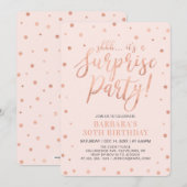 Invitation Or et blanc rose | Surprise Fête d'anniversaire de (Devant / Derrière)
