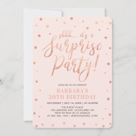 Invitation Or et blanc rose | Surprise Fête d'anniversaire de (Devant)