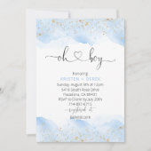 Invitation Or et bleu aquarelle Oh Baby shower garçon (Devant)