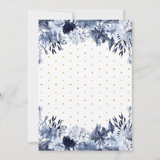 Invitation Or et bleu | Baby shower chic Boho (Dos)